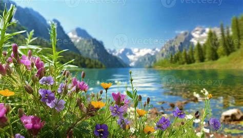 AI generated beautiful natural scenery with wild flowers 35040722 Stock ...