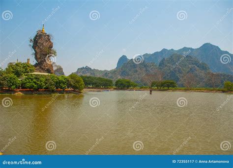 Kyauk Kalat Pagoda. Mawlamyine, Hha-an. Myanmar. Burma. Small Pagodas ...