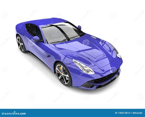 Royal Purple Modern Fast Sports Concept Car Top Down Shot Stock