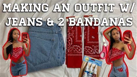 Making An Outfit With Jeans And 2 Bandana Diy Youtube