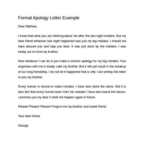 FREE 11 Sample Formal Apology Letter Templates In Word PDF