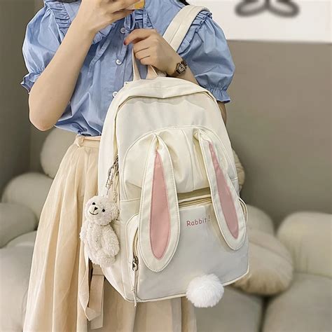 Sac Dos D Cole En Nylon Pour Jeune Fille Lapin Mignon Grande Capacit