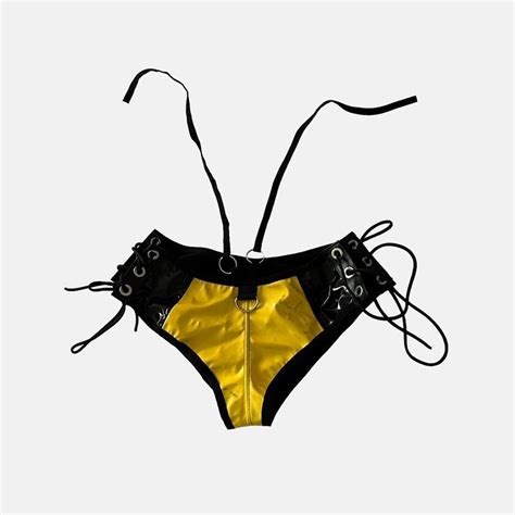 Womens Black And Yellow Panties Depop