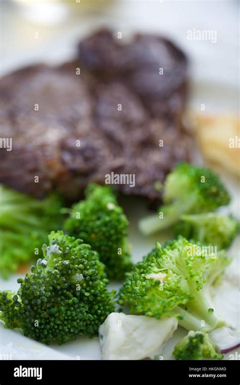 Broccoli Salad Beef Vegetable Gourmet Food Stock Photo Alamy