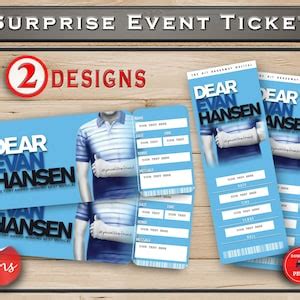 Dear Evan Hansen Printable Broadway Surprise Ticket Editable Musical