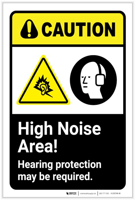 Caution High Noise Area Hearing Protection May Be Required Ansi