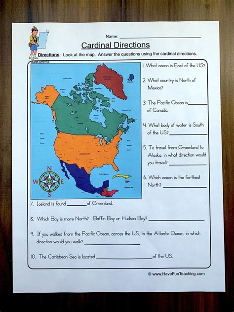 Cardinal Directions Worksheet | Cardinal directions, Have fun teaching, Intermediate directions