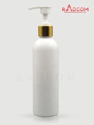 Ml Opaque White Pet Bottle With Mm Gold Screw Dispenser Pump At Rs