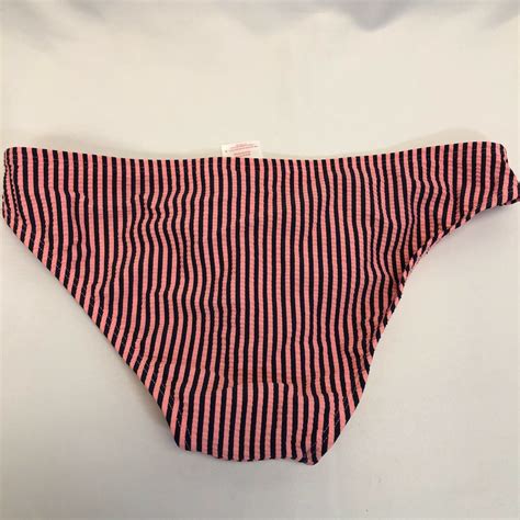 Xhilaration Pink Medium Women S Seersucker Cheeky Striped Bikini Bottom