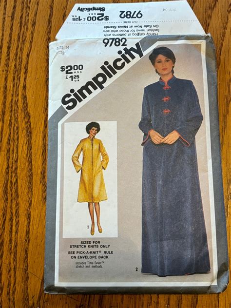 Original Vintage 1980 Simplicity Robe In 2 Lengths Pattern 9782 Size 14