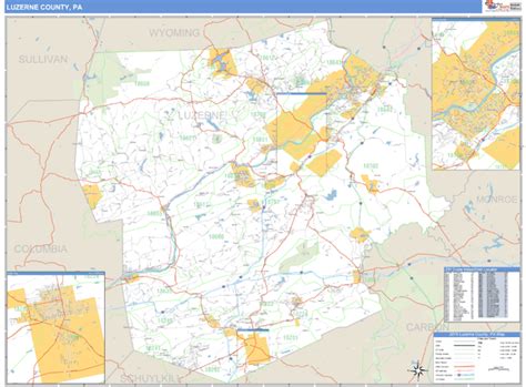 Luzerne County, Pennsylvania Zip Code Wall Map | Maps.com.com