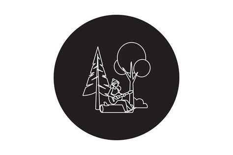 Camping Forest Vector White Line Style Graphic By Myplumpystudio