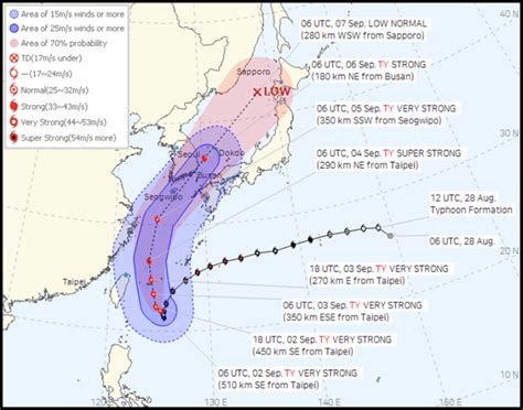 韓媒：颱風軒嵐諾可能6日登陸韓國 恐成韓史最強颱風 國際 中央社 Cna