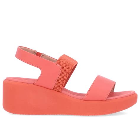 Sand Lia Usaflex Plataforma Couro El Stico Feminino Laranja