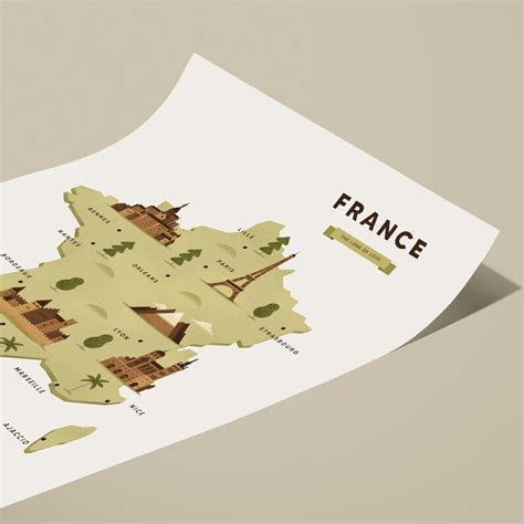 France Illustrated Landmarks Map Print, Europe Country Travel Poster ...