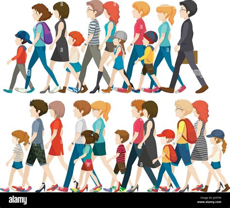 Faceless People Walking In Group Illustration Stock Vector Image Art