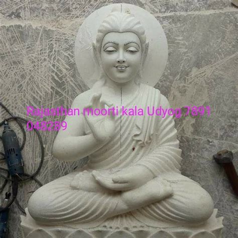 Rajasthan Moortikala White Buddha Marble Statue Size Dimension 4 Feet