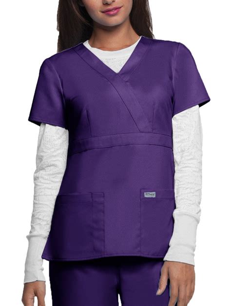 Buy Grey S Anatomy 4153 3 Pocket Mock Wrap Empire Purple S At Amazon In