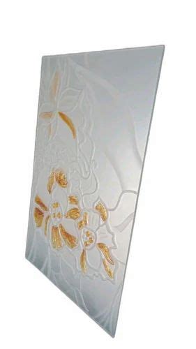 Glossy 8mm Wardrobe Floral Printed Toughened Glass Shape Rectangular