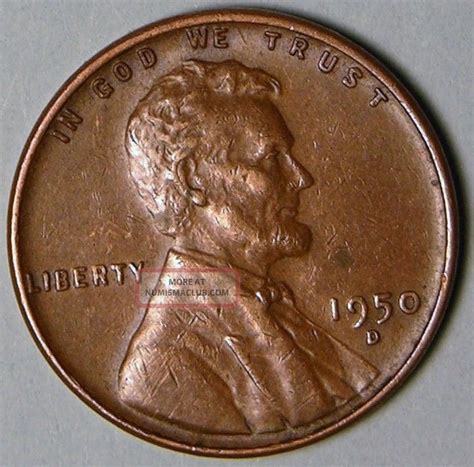 1950 D Lincoln Wheat Penny Retained Cud Error Coin Er 242