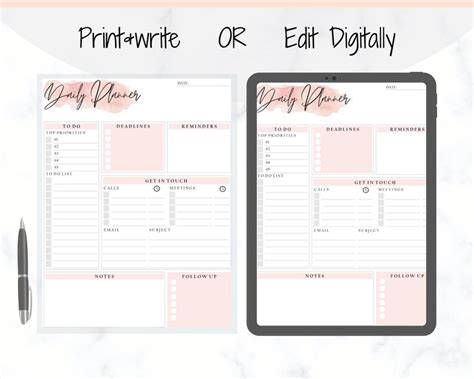 Editable Daily Planner To Do List Printable Productivity Etsy