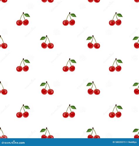 Seamless Pattern With Cherry Vector Illustration Stock Vector