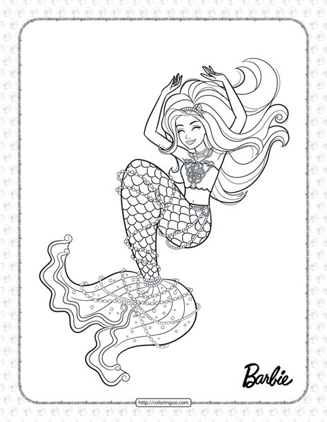 Printable Mermaid Barbie Coloring Page For Girls New Year Coloring