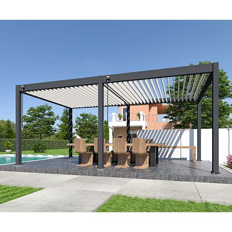 Pergola Bioclimatique 3 x 6 m 18 m² Autoportée en Alu Anthracite Blanc