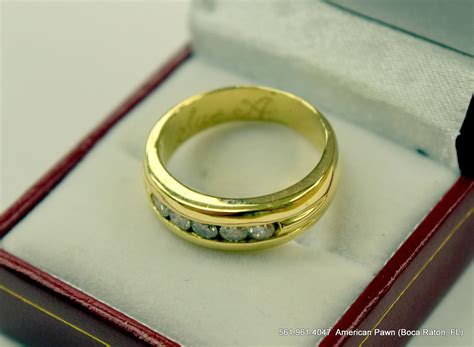 Heavy And Wide 14k Yellow Gold Wedding Band With Row Of Gem