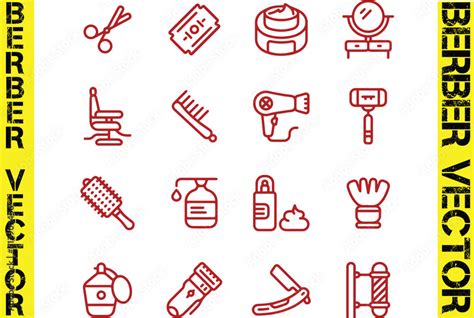 Vintage Barber Elements Set Vector Monochrome Collection Barbershop