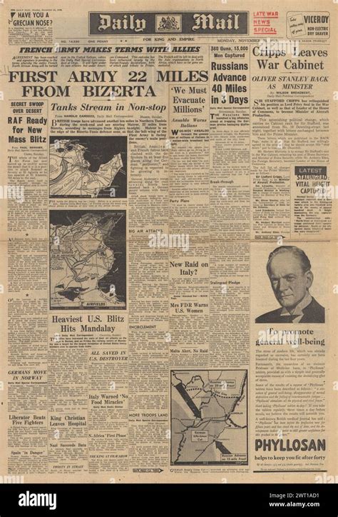 1942 Daily Mail Front Page Reporting Battle For North Africa And Battle