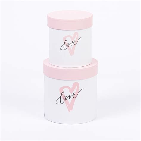 Set Cutii Flori Rotunde Love Alb W Naturart