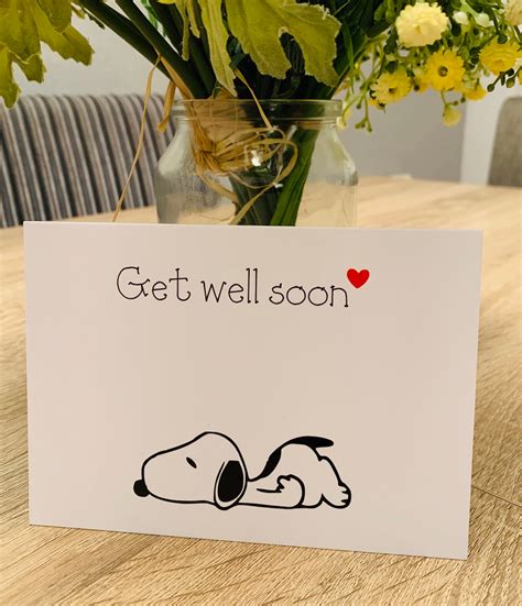 Get Well Soonsnoopy Card Black And White Can Be Personalised Etsy