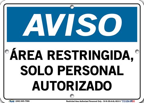 Vestil Spanish Notice Sign SI N 38 A AL 063 S Aluminim 0 063 Overall