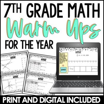 7th Grade Math Warm Ups Full Year Bundle Print And Digital Resource