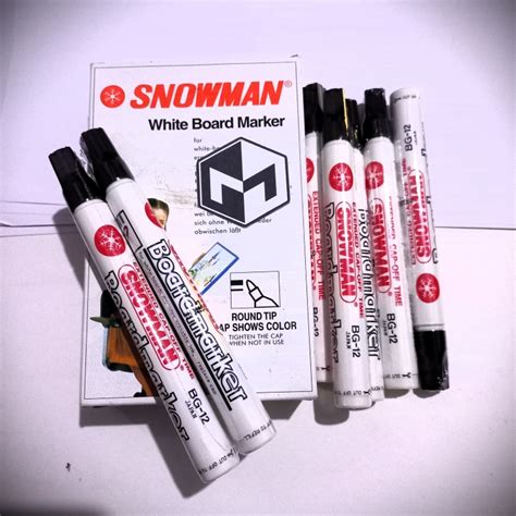 Jual COD SPIDOL SNOWMAN BOARDMARKER BG 12 HITAM BLACK Shopee Indonesia