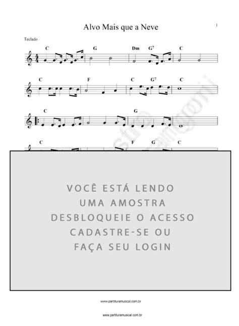 Alvo Mais Que A Neve Partitura Adventista Teclado Partituras E