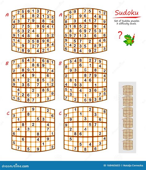 Set of Funny Sudoku Puzzles. 3 Difficulty Levels. Logic Game for ...