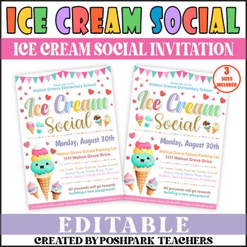 Diy Ice Cream Party Invite Ice Cream Social Invitation Template