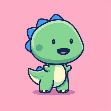 Ilustración de dinosaurio lindo dinosaurio kawaii chibi estilo de