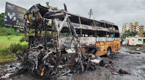 12 Charred To Death As Bus Catches Fire After Colliding With Truck In