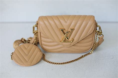 Louis Vuitton New Wave Multi Pochette Beige Leather With Gold Hardware