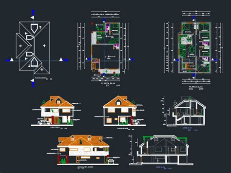 Planos De Casa Campo En Dwg Autocad Vivienda Unifamiliar D Hot Sex