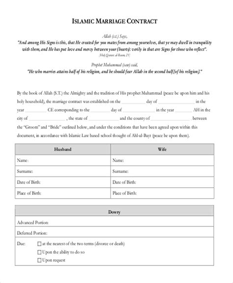 FREE 12 Marriage Contract Form Samples PDF MS Word Google Docs