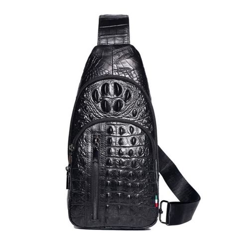 Sac banane taille en cuir de vache véritable pour hommes en Alligator