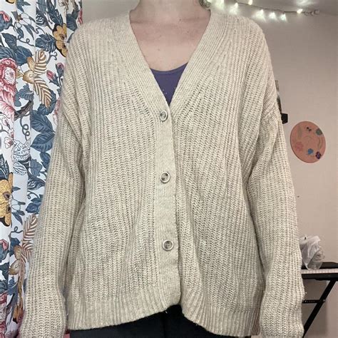 Women S Tan And Cream Cardigan Depop