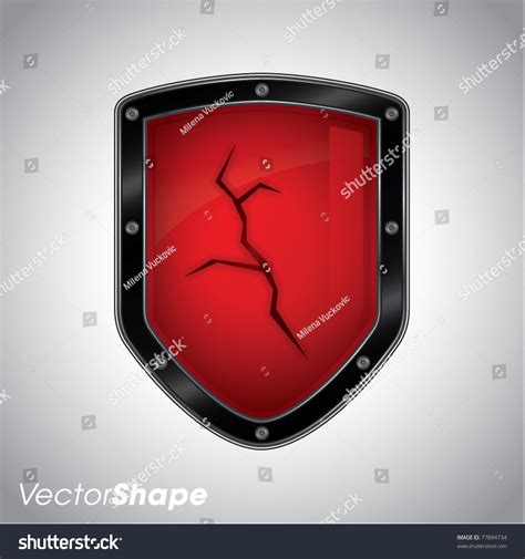 Broken Security Shield Crack Symbol Icon Vector De Stock Libre De Regalías 77894734