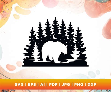 Bear Svg Grizzly Bear Svg Png Svg Forest Bear Svg Bear Forest Moon