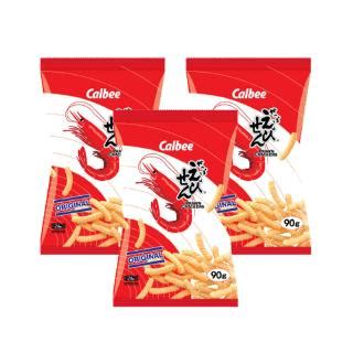 Bundle Of 3 Calbee Prawn Cracker Original 90g Japanese Halal