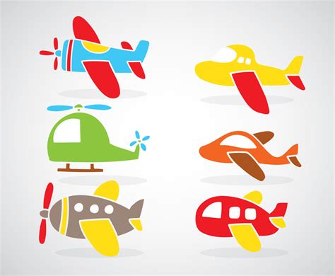 Colorful Cartoon Plane Set Vector Vector Art & Graphics | freevector.com